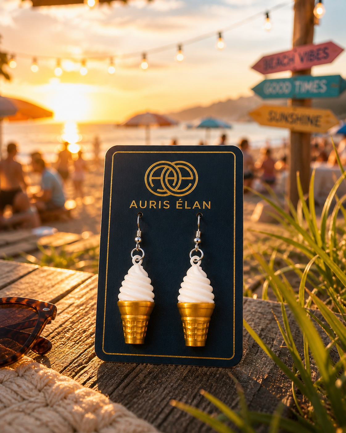 Soft-serve cone earrings