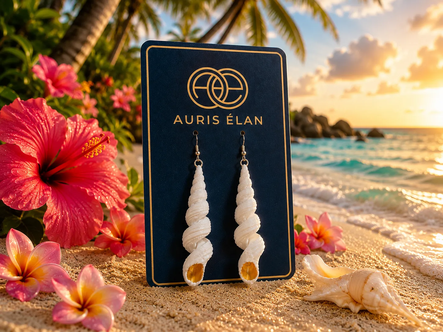 Spiral auger shell earrings